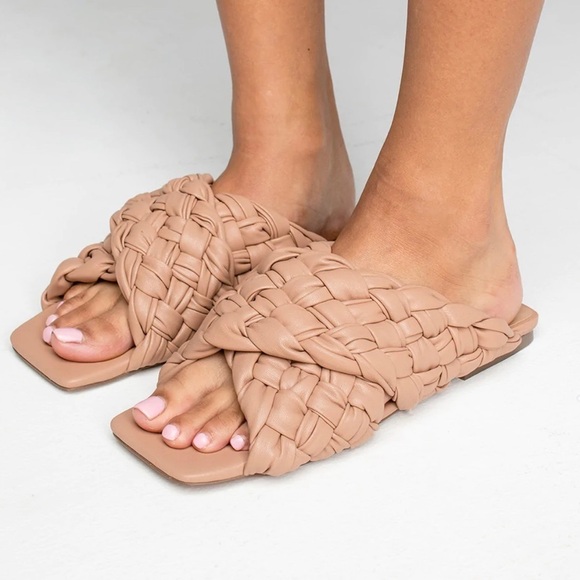 Steve Madden Shoes - Steve Madden Nude Tan Braided Marina Flat Sandal 7.5